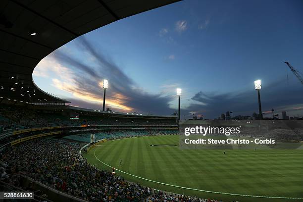 Cricket-Commonwealth Bank Series-Australia v West Indies One Day International a general view of the ground at sunset at the Sydney Cricket Ground...