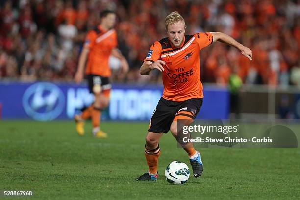 League semi final Western Sydney Wanderers FC v Brisbane Roar FC at Parramatta Stadium. Brisbane Roars Mitchell Nichols in action. Friday 12th April...