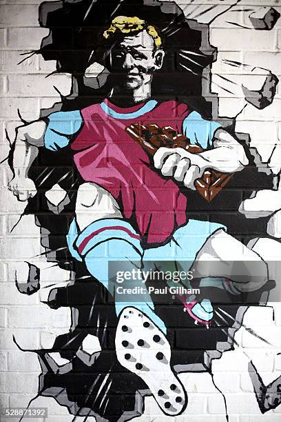 Mural is seen prior to the Barclays Premier League match between West Ham United and Swansea City at the Boleyn Ground, May 7 London, England.