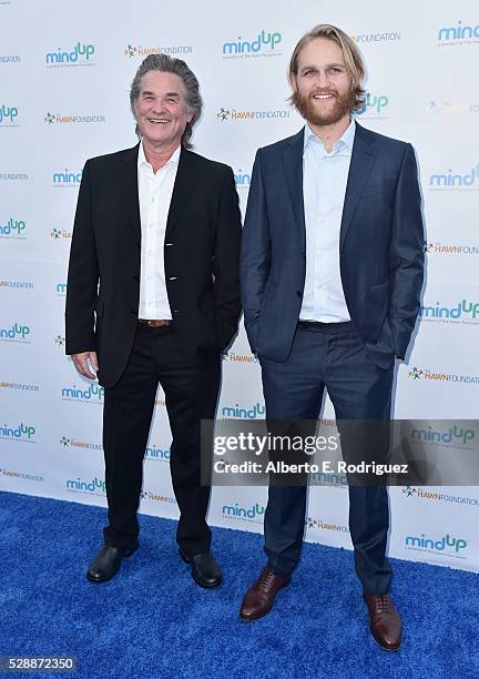 Actors Kurt Russell and Wyatt Russell attend Goldie Hawn's Annual Goldie's Love In For Kids on May 06, 2016 in Beverly Hills, California.