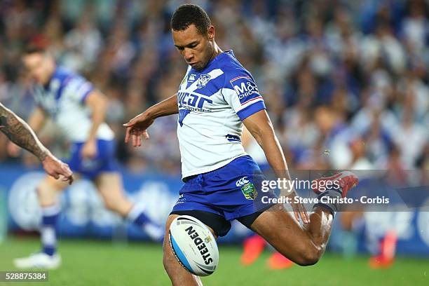 Moses Mbye of the Bulldogs in action during the Semi Final 1 match between the Sydney Roosters and the Canterbury Bankstown Bulldogs at Allianz...