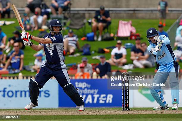 Rob Quiney of the Bushrangers batting against the Blues during the Matador BBQ's One-Day Cup between New South Wales Blues and Victorian Bushrangers...