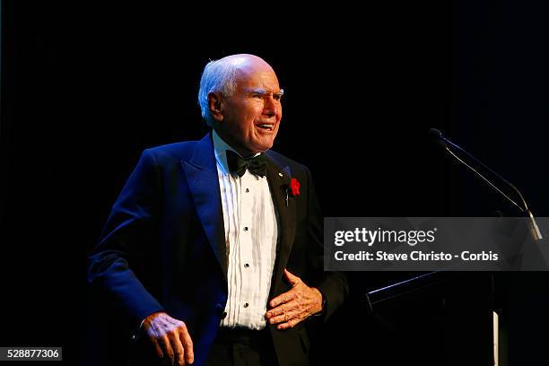 Former Prime Minister and Bradman Foundation patron John Howard speaks at the Richie Benaud Gala dinner for the Bradman Foundation at the Sydney...