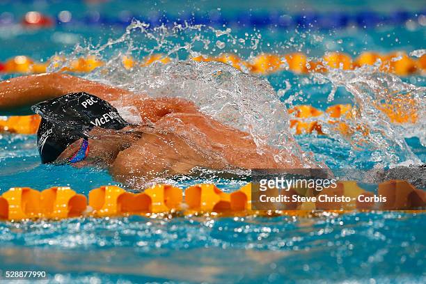 Cameron McEvoy swims in heat 2 of the Mens 200m freestyle at the Hancock Prospecting Australian Short Course Championships in The Sydney Olympic Park...