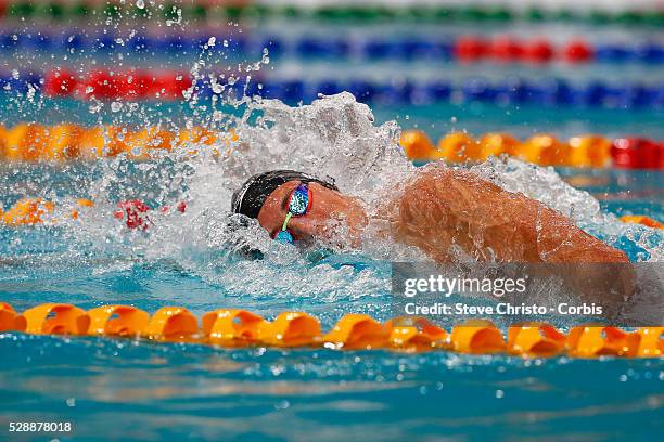 Cameron McEvoy swims in heat 2 of the Mens 200m freestyle at the Hancock Prospecting Australian Short Course Championships in The Sydney Olympic Park...