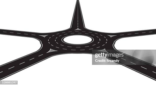 roundabout (5 directions) - traffic circle stock illustrations