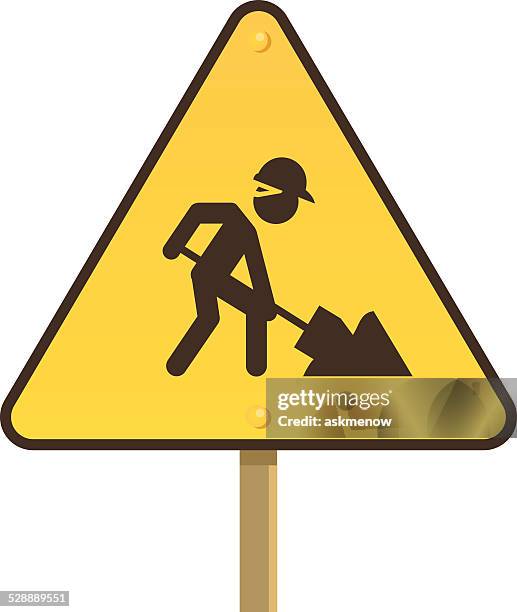under construction - men at work sign stock illustrations
