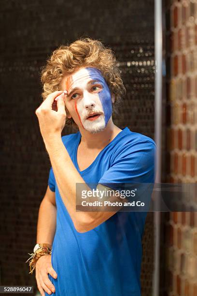 french fan make up - face paint stock pictures, royalty-free photos & images