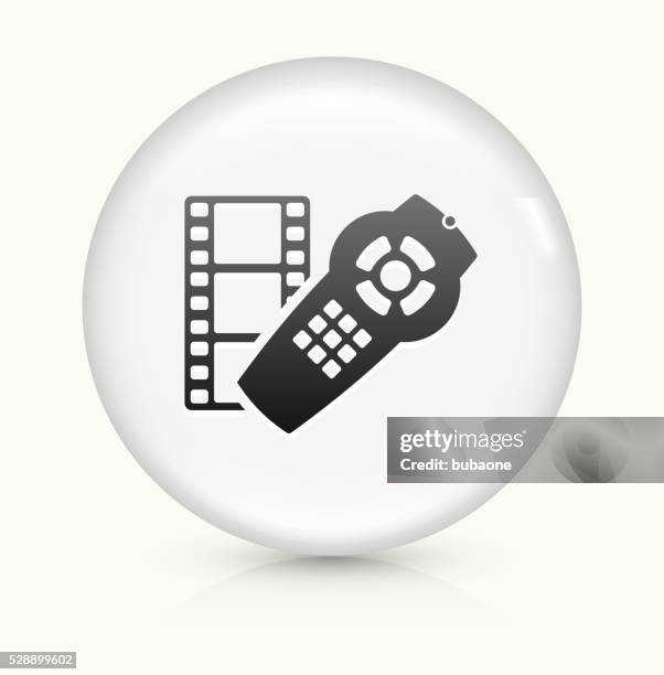 film and remote icon on white round vector button - cable tv stock illustrations