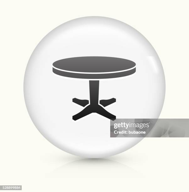 circular table icon on white round vector button - wood table white background stock illustrations