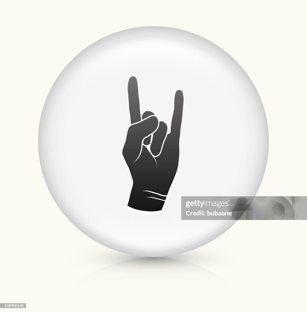 Rock and Roll Hand icon on white round vector button