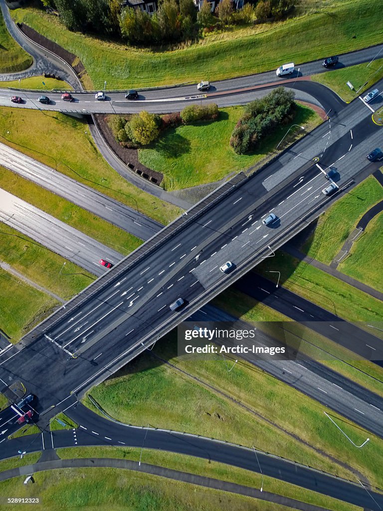 Aerial of small highway.