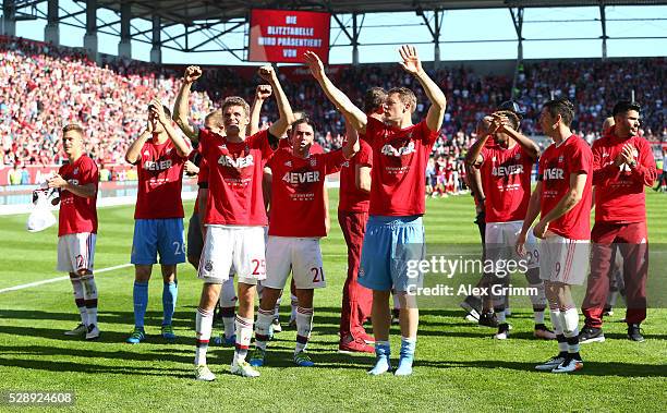 Bayern Muenchen players celebrate the Bundesliga champions after beating Ingolstadt 2-1 in the Bundesliga match between FC Ingolstadt and FC Bayern...