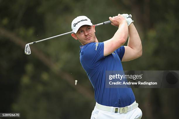 Scott Henry of Scotland hits his tee-shot on the second hole during the third round of the Trophee Hassan II at Royal Golf Dar Es Salam on May 7,...