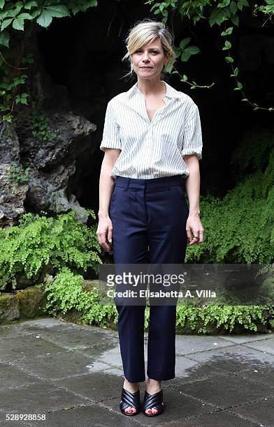 Actress Marina Fois attends a photocall for 'Pericle Il Nero' at Jardin De Russie on May 7, 2016 in Rome, Italy.