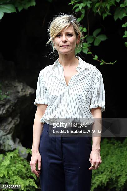 Actress Marina Fois attends a photocall for 'Pericle Il Nero' at Jardin De Russie on May 7, 2016 in Rome, Italy.