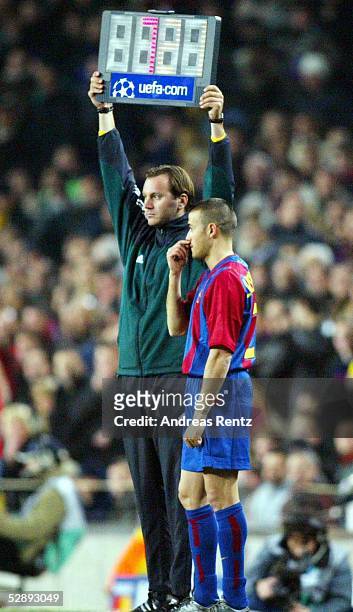Champions League 02/03, Barcelona; FC Barcelona - Inter Mailand 3:0; Einwechslung Luis ENRIQUE/Barcelona