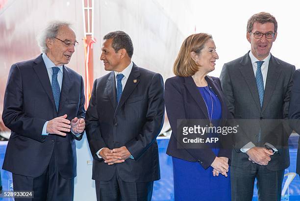 President of Freire shipyard, Jesus Freire, President of Peru, Ollanta Humala, Spanish minister of public works and transport, Ana Pastor and...