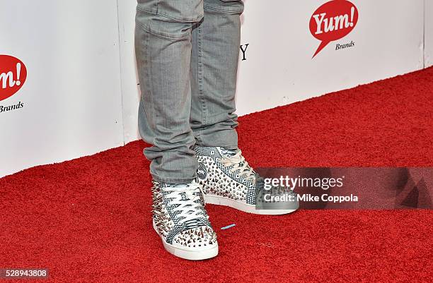 Basketball player for the Houston Rockets of the NBA Terrence Jones, shoe detail, attends the 142nd Kentucky Derby at Churchill Downs on May 07, 2016...