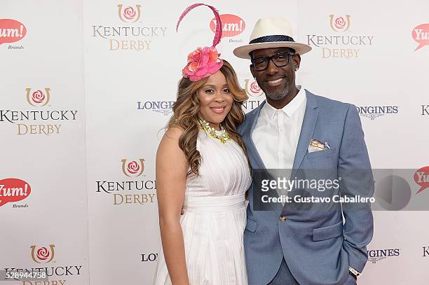 Sharonda Jones and singer Shawn Stockman of Boys II Men attend the 142nd Kentucky Derby at Churchill Downs on May 07, 2016 in Louisville, Kentucky.