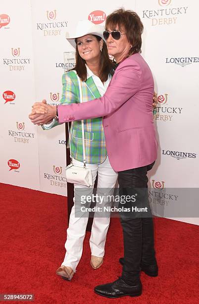 Musicians Terri Clark and Richie Sambora arrive at the 142nd Kentucky Derby at Churchill Downs on May 7, 2016 in Louisville, Kentucky.