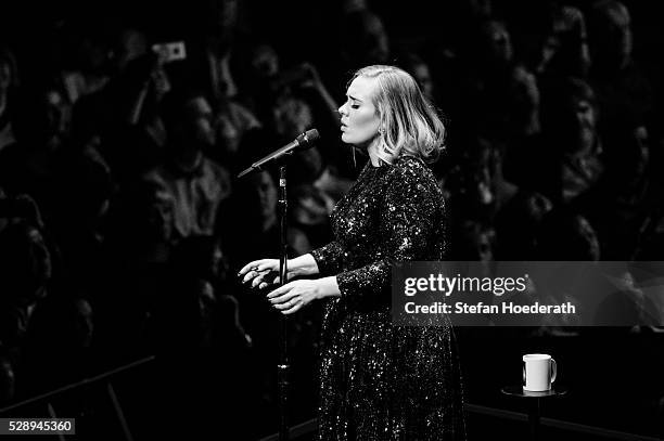 Singer Adele performs live on stage during a concert at Mercedes-Benz Arena on May 07, 2016 in Berlin, Germany.