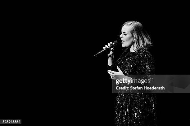 Singer Adele performs live on stage during a concert at Mercedes-Benz Arena on May 07, 2016 in Berlin, Germany.