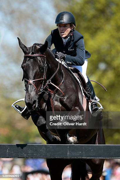 Meredith Michaels Beerbaum of Germany riding Apsara during the Global Champions Tour Grand Prix of Hamburg on May 7, 2016 in Hamburg, Germany.