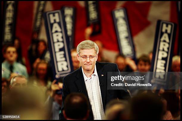 Canadian Prime Minister, Stephen Harper, addresses a rally at the Delta Hotel in St.John's. Newfoundland. Canada. 31st March 2011