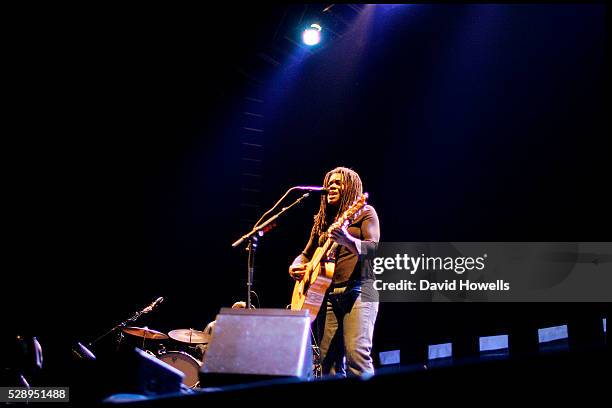 Singer Tracy Chapman in concert in New York City.