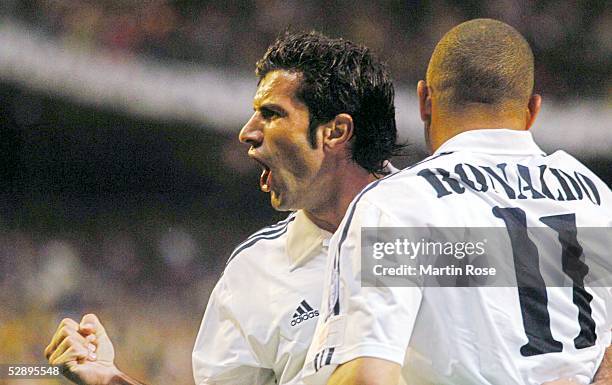 Champions League 02/03, Madrid; Real Madrid - Juventus Turin 2:1; Jubel Luis FIGO, RONALDO/Madrid
