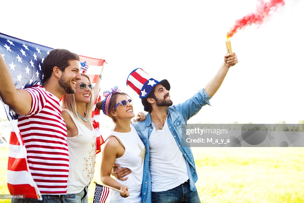 Friends celebrating US Independence Day
