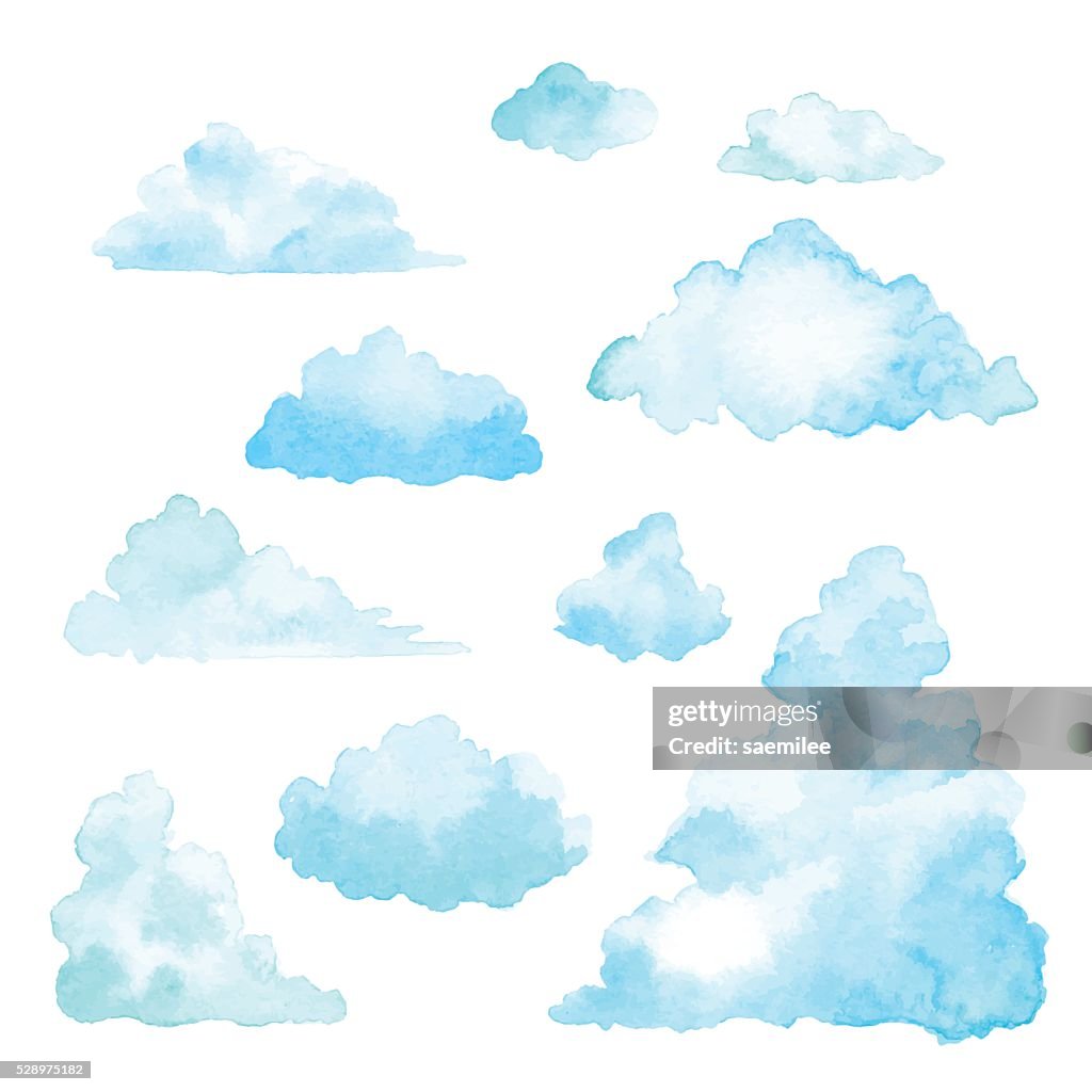 Set Of Clouds Watercolor