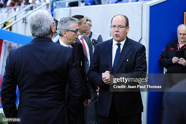 Prince Albert of Monaco during the football french Ligue 1 match between Olympique Lyonnais and As Monaco at Stade des Lumi����res on May 7, 2016 in...