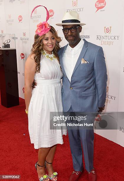 Sharonda Jones and singer Shawn Stockman of Boys II Men arrive at the 142nd Kentucky Derby at Churchill Downs on May 7, 2016 in Louisville, Kentucky.