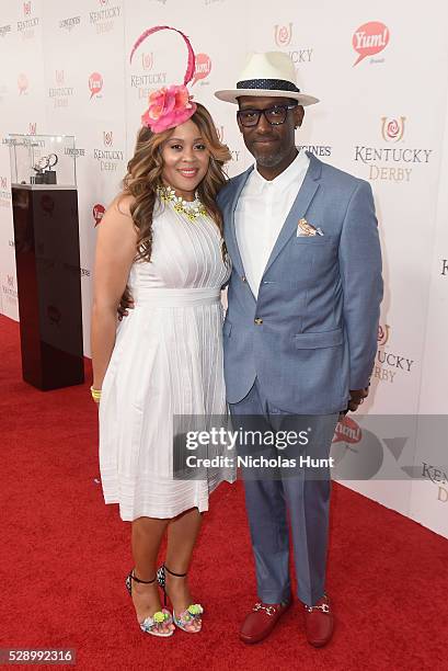 Sharonda Jones and singer Shawn Stockman of Boys II Men arrive at the 142nd Kentucky Derby at Churchill Downs on May 7, 2016 in Louisville, Kentucky.