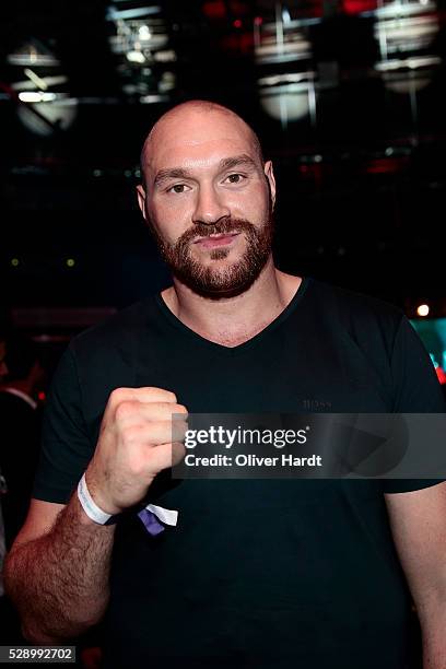 Tyson Fury before the match Kubrat Pulev and Dereck Chisora during Heavyweight European Championship at Barclaycard Arena on May 7, 2016 in Hamburg,...