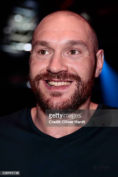 Tyson Fury before the match Kubrat Pulev and Dereck Chisora during Heavyweight European Championship at Barclaycard Arena on May 7, 2016 in Hamburg,...