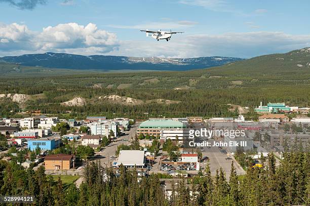 whitehorse from above with plane - whitehorse stock pictures, royalty-free photos & images