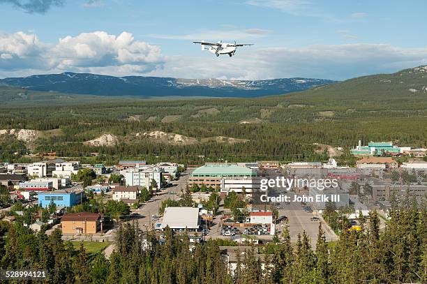 whitehorse from above with plane - whitehorse imagens e fotografias de stock