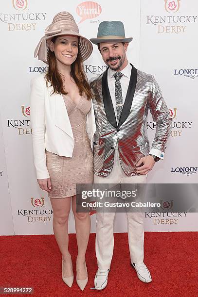 Gia SanAngelo and chef Johnny Iuzzini attend the 142nd Kentucky Derby at Churchill Downs on May 07, 2016 in Louisville, Kentucky.