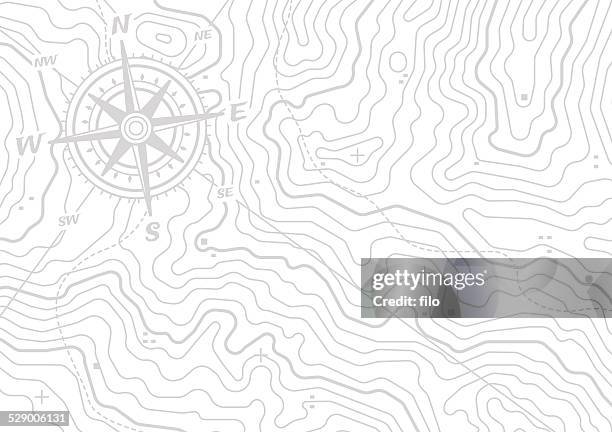 bildbanksillustrationer, clip art samt tecknat material och ikoner med topographic compass map background - reliefkarta