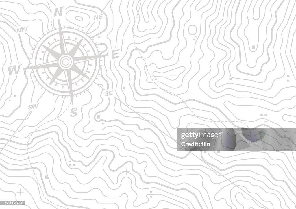 Topographic Compass Map Background