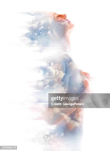 stockillustraties, clipart, cartoons en iconen met woman and clouds - schoonheid in de natuur
