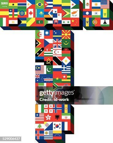 Letter T With National Flags Pattern High-Res Vector Graphic - Getty Images