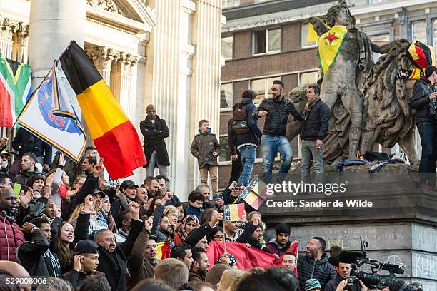 Brussels 23 March 2016. People from Brussels gathered at the Beurs square in the center of town to remember the victims of the terrorist attacks at...