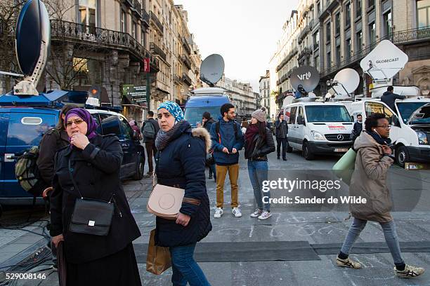 Brussels 23 March 2016. People from Brussels gathered at the Beurs square in the center of town to remember the victims of the terrorist attacks at...