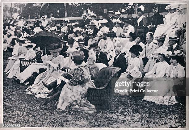Some of the Spectators at the Guards' Sports at Chelsea, 1906. Spectators at the Guards' Sports including Princess Victoria with Prince and Princess...
