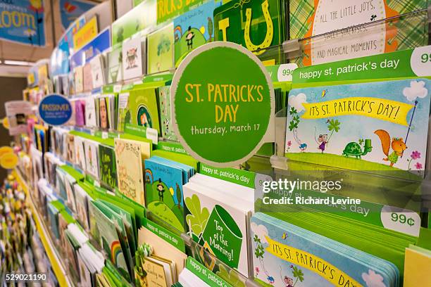 St. Patrick's Day greeting cards for sale in a store in New York on Tuesday, March 8, 2016. According to the National Retail Federation's St....