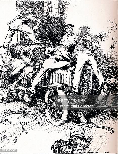 Hints To Motorists, 1906. After a cartoon by Harold Robert Millar . From The Tatler Volume 21 [The Tatler, London, 1906]